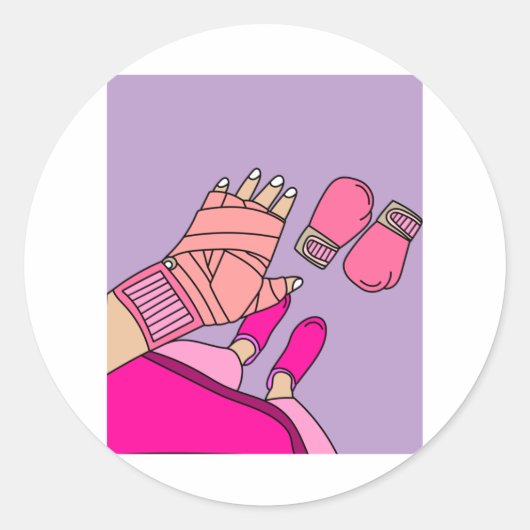 Boxer Vrouw Boxer Retro Boxing Ronde Sticker (Voorkant)
