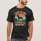Boxer Walking Dad German Dog Walker Retro Sunset T-shirt (Voorkant)