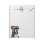 Boxer Waterverf Monogram Gepersonaliseerd Notitieblok (Linkerzijde)