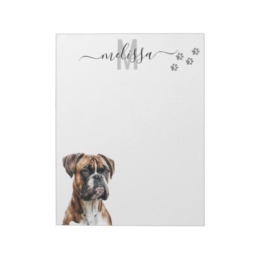 Boxer Waterverf Monogram Gepersonaliseerd Notitieblok (Linkerzijde)