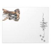 Boxer Waterverf Monogram Gepersonaliseerd Notitieblok (Voorkant)