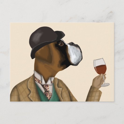 Boxer Wine Snob Briefkaart (Voorkant)