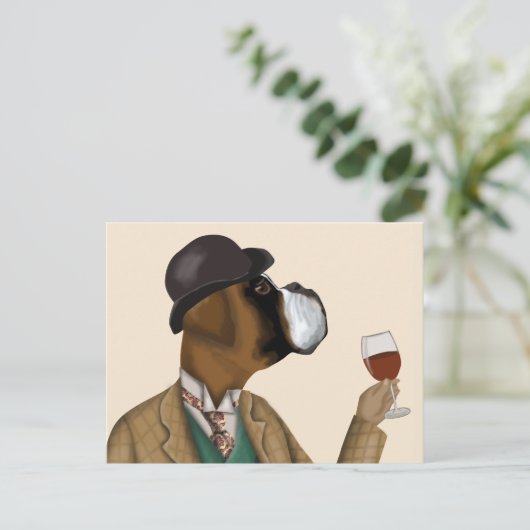Boxer Wine Snob Briefkaart (Staand voorkant)