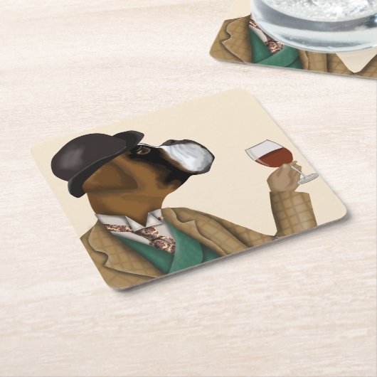 Boxer Wine Snob Kartonnen Onderzetters (Schuin)