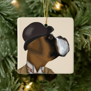 Boxer Wine Snob Keramisch Ornament