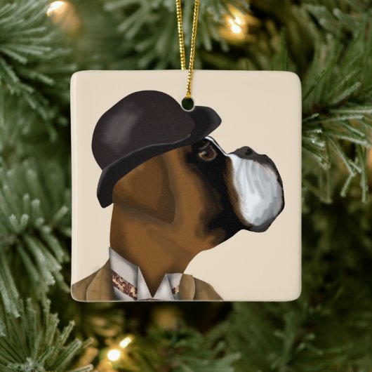 Boxer Wine Snob Keramisch Ornament (Boom)