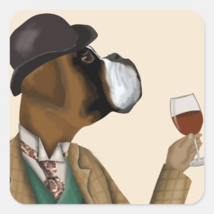 Boxer Wine Snob Vierkante Sticker