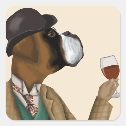 Boxer Wine Snob Vierkante Sticker (Voorkant)