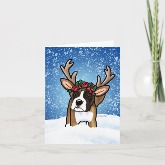 Boxer Winter Deer Kaart (Voorkant)
