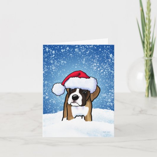 Boxer Winter Kerstkaart Feestdagen Kaart (Voorkant)