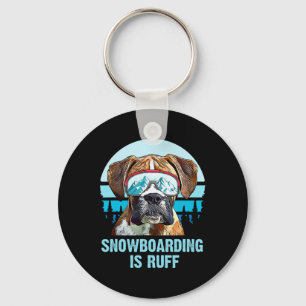 Boxer Winter Snowboarden is Ruff Hondenliefhebber  Sleutelhanger