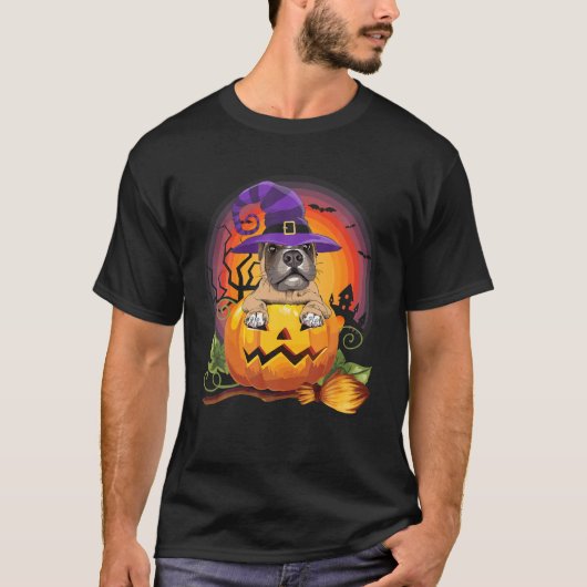 Boxer Witch Pumpkin Halloween Hondenliefhebber Cos T-shirt (Voorkant)