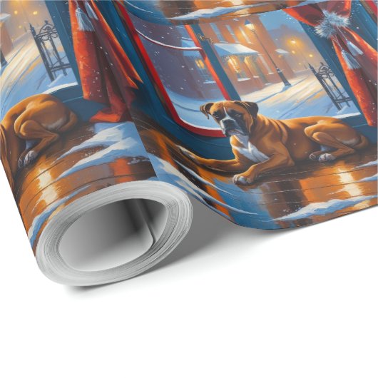 Boxer with Christmas Lights Holiday Cadeaupapier (Rol Hoek)