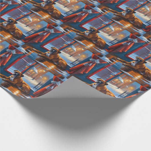 Boxer with Christmas Lights Holiday Cadeaupapier (Hoek)
