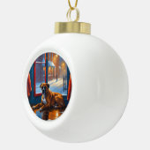 Boxer with Christmas Lights Holiday Keramische Bal Ornament (Rechts)