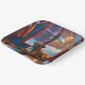 Boxer with Christmas Lights Holiday Papieren Bordje (Gebogen)