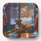 Boxer with Christmas Lights Holiday Papieren Bordje (Voorkant)