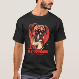 Boxerdog met hart hou ik van mijn man t-shirt