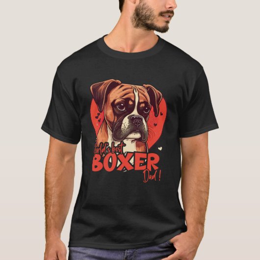 Boxerdog met hartdecoratie Beste Boxerdad T-shirt (Voorkant)