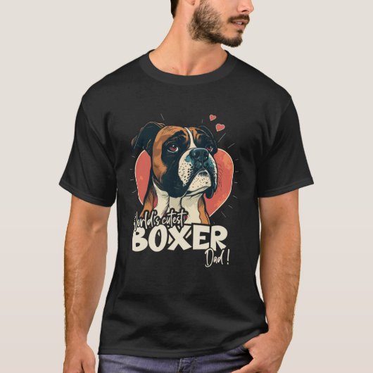 Boxerdog met hartdecoratie Leukste Boxerdad T-shirt (Voorkant)