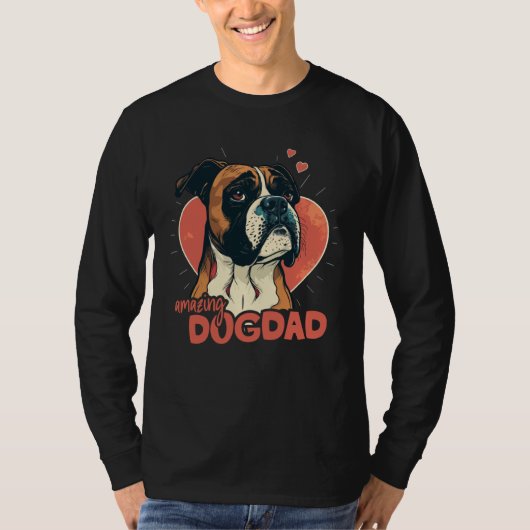 Boxerdog With Heartdecoration Amazing Dogdad  1 T-shirt (Voorkant)