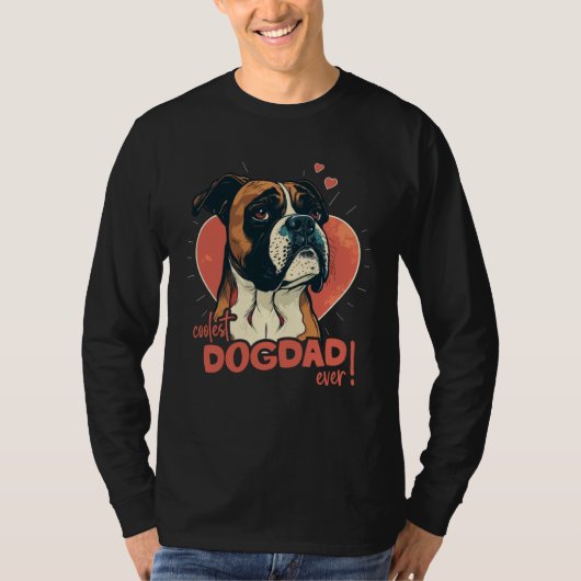 Boxerdog With Heartdecoration  Coolest Dogdad T-shirt (Voorkant)