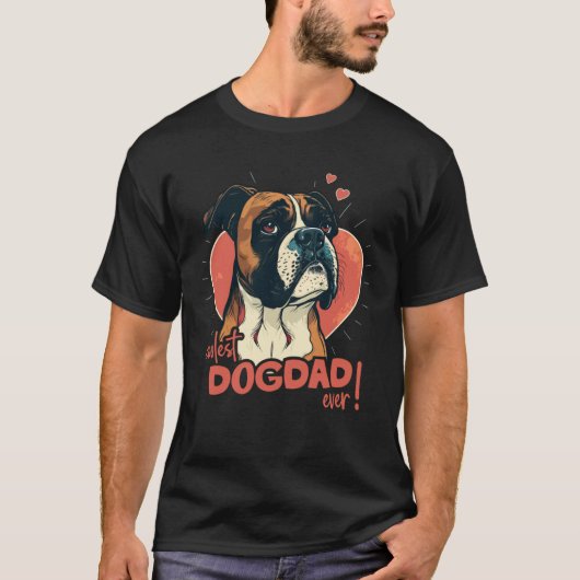 Boxerdog With Heartdecoration  Coolest Dogdad T-shirt (Voorkant)