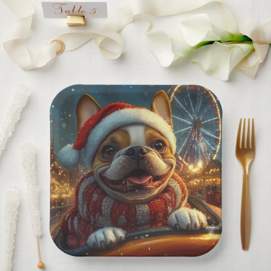 Boxerhond Achterbaan Kerstmis Papieren Bordje (Huwelijk)