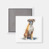 Boxerhond Aquarel Kunst Magneet (Voorkant / Achterkant)