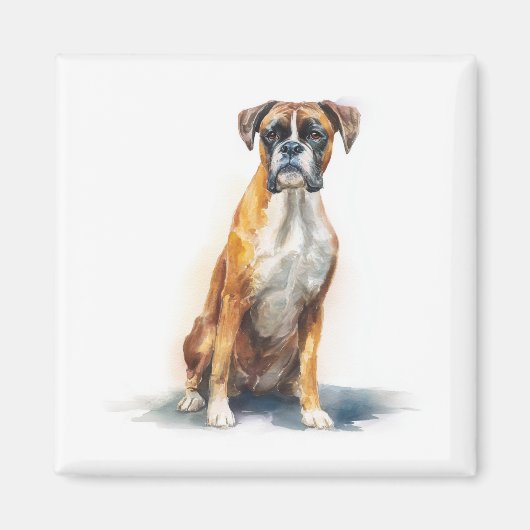 Boxerhond Aquarel Kunst Magneet (Voorkant)