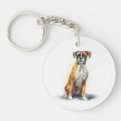 Boxerhond Aquarel Kunst Sleutelhanger (Voorkant)