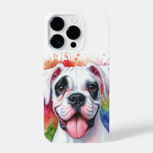 Boxerhond Aquarelspatten iPhone Hoesje (Achterkant)