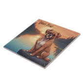 Boxerhond bij het meer tegeltje (Zijkant)