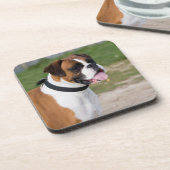 Boxerhond Foto Harde Plastic Onderzetters (Linkerzijde)