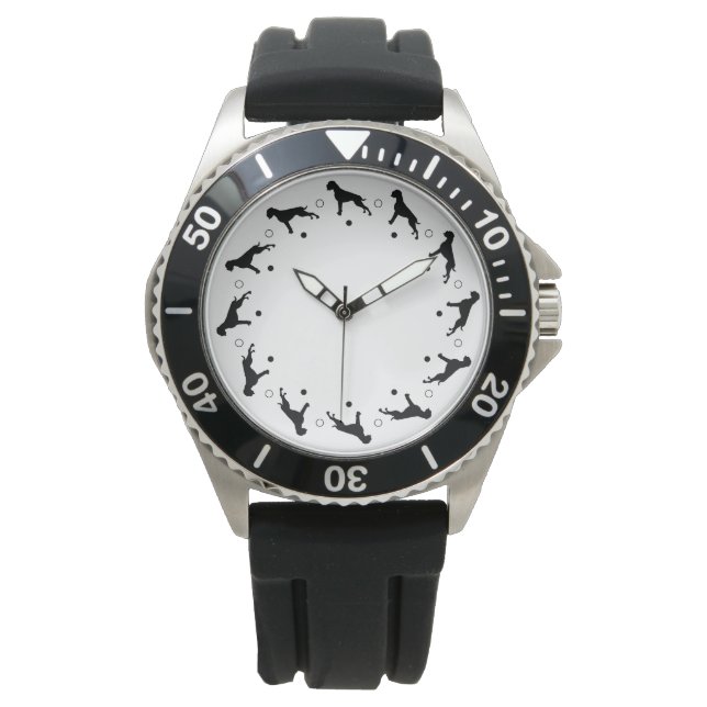 Boxerhond Horloge Zwart Wit (Voorkant)