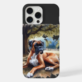Boxerhond in de schaduw Aquarel Kunst iPhone 15 Pro Max Case