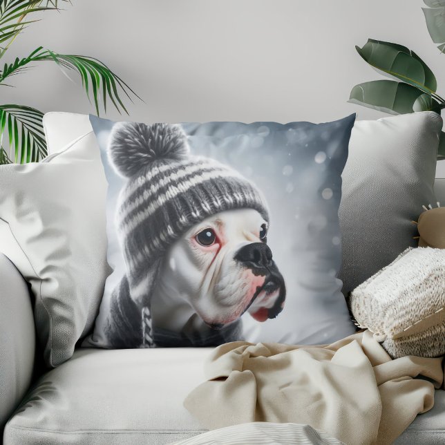 Boxerhond in de Winter Kussen (Creator heeft geüpload)