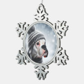 Boxerhond in de winter tin sneeuwvlok ornament (Rechts)