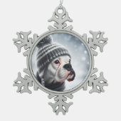 Boxerhond in de winter tin sneeuwvlok ornament (Voorkant)