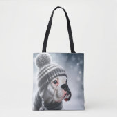 Boxerhond in de Winter Tote Bag (Voorkant)