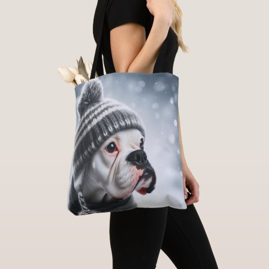 Boxerhond in de Winter Tote Bag (Dichtbij)