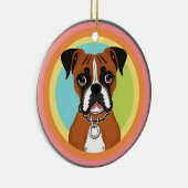 Boxerhond in levendig cirkelvormig frame keramisch ornament (Rechts)