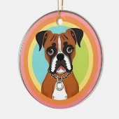 Boxerhond in levendig cirkelvormig frame keramisch ornament (Links)