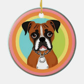 Boxerhond in levendig cirkelvormig frame keramisch ornament (Achterkant)