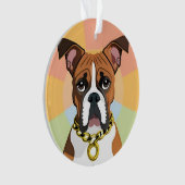 Boxerhond in levendig cirkelvormig frame ornament (voorkant)
