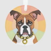 Boxerhond in levendig cirkelvormig frame ornament (achterkant)