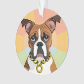 Boxerhond in levendig cirkelvormig frame ornament (voorkant)