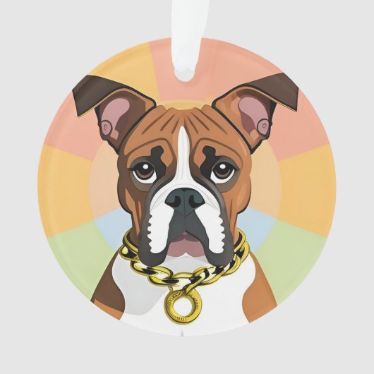 Boxerhond in levendig cirkelvormig frame ornament (voorkant)