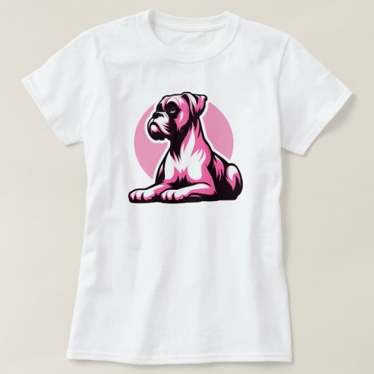 Boxerhond in Roze T-shirt (Design voorkant)