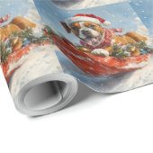 Boxerhond in slee Let it Snow Kerstmis Cadeaupapier (Rol Hoek)